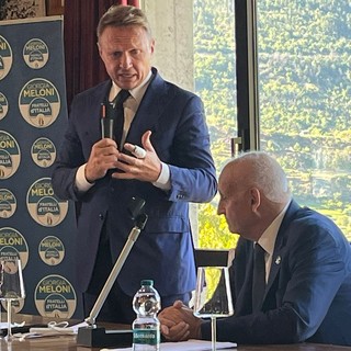Francesco Lollobrigida e Alberto Zucchi all'incontro di Aymavilles