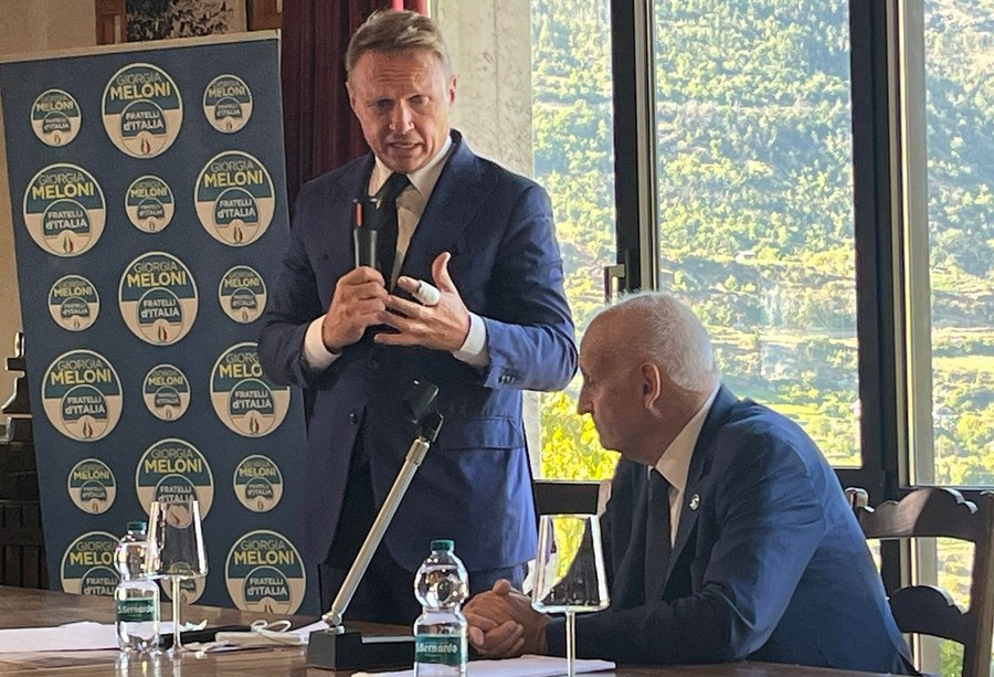 Francesco Lollobrigida e Alberto Zucchi all'incontro di Aymavilles