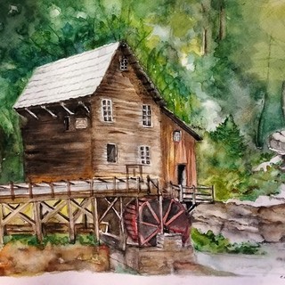 Il quadro del mulino realizzato da Jorrioz sulla base della foto inviatale da J.D. Vance (cliccare sull'immagine per avviare la minigallery)