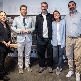 Mine Festival, inaugurazione della mostra 'Voci nascoste': Arianna Arcara, Laurent Vierin, Giangavino Pazzola, Nicole Seris, Alessandro Ottenga (photo credit Roberto Roux-85)
