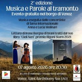 Musica e parole al tramonto; a Venoz di Nus una serata tra note e letteratura sotto il cielo della Valle Musica e parole al tramonto; a Venoz di Nus una serata tra note e letteratura sotto il cielo della Valle