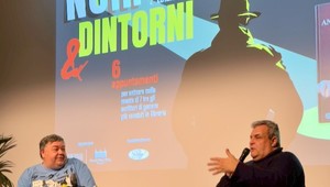 Luca Crovi e Andrea Cerone sul palco del G.H. Billia