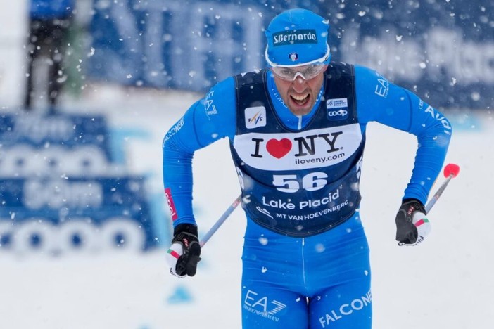 Chicco Pellegrino all'arrivo della sprint (photo credit OA Sport)