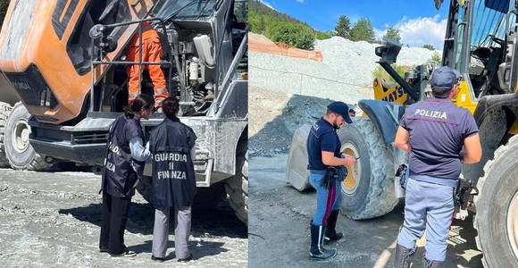 Finanzieri e poliziotti impegnati nei controlli dei cantieri
