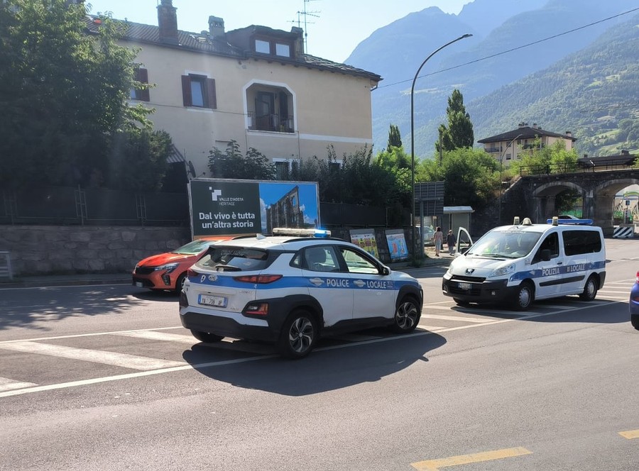 La Polizia locale sul luogo dell'incidente