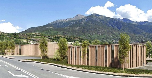 Il rendering del centro commerciale e centro medico Il rendering del centro commerciale e centro medico