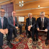 Da sn Corrado Jordan, Albert Chatrian, Luciano Caveri e Luigi Bertschy