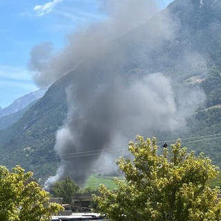 Incendio alla 'Partesa' a Plan Felinaz di Charvensod