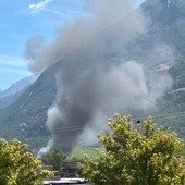 Incendio alla 'Partesa' a Plan Felinaz di Charvensod Incendio alla 'Partesa' a Plan Felinaz di Charvensod