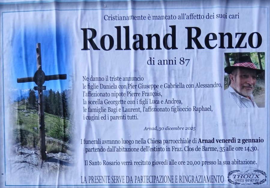 Arnad ha detto addio all'ancien maire Renzo Rolland Arnad ha detto addio all'ancien maire Renzo Rolland