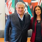 Emily Rini insieme ad Antonio Tajani, di cui è consigliera politica