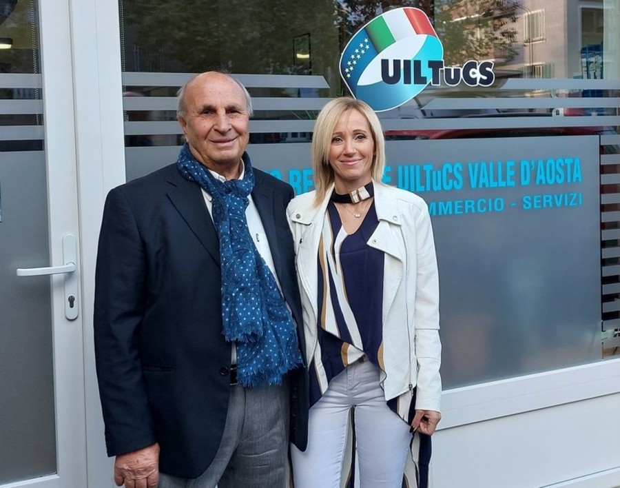 Il segretario uscente, Raffaele Statti e la neo segretaria regionale Laura Martini