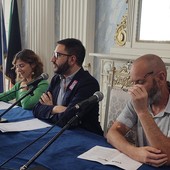 Da sn Giulia Giglio, Samuele Tedesco e Luciano Seghesio durante la presentazione di Tramà