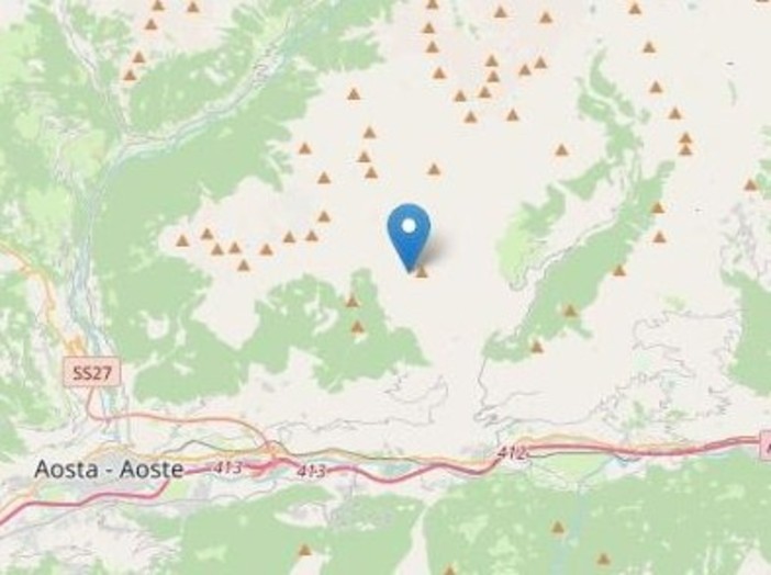Scossa di terremoto magnitudo 2.1 ieri sera con epicentro a Quart