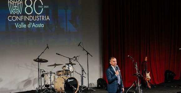 Francesco Turcato all'inaugurazione dell'anniversario per l'80esimo di Confindustria VdA, lo scorso 7 ottobre