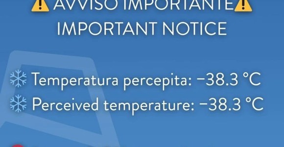 Freddo record sulle piste del Cervino Ski Paradise: percepiti -38,3 gradi e scattano le limitazioni. Neve in arrivo in Valle Freddo record sulle piste del Cervino Ski Paradise: percepiti -38,3 gradi e scattano le limitazioni. Neve in arrivo in Valle