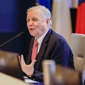 Ignazio Visco durante il suo intervento all'UniVdA (photo credit delle immagini, Moreno Vignolini)